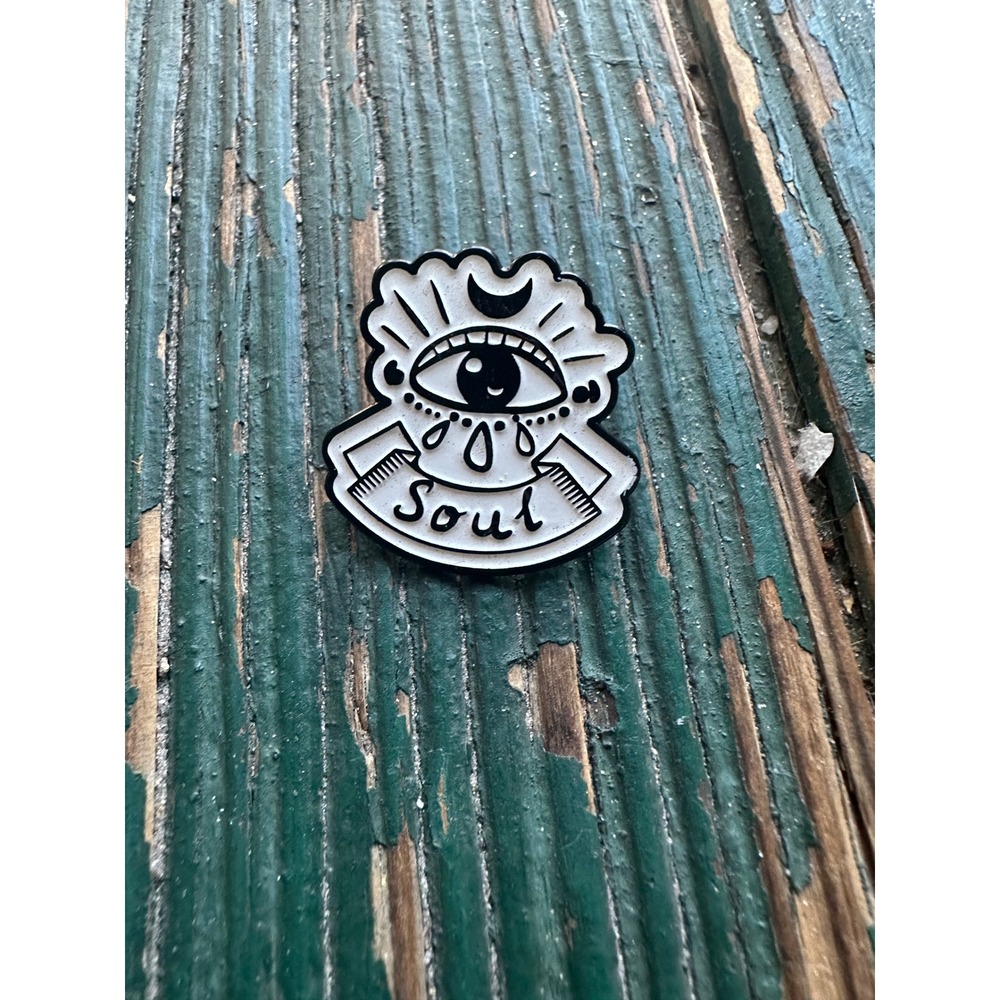 Kalan Mystic Eye Soul Enamel Pin Black White Celestial Occult Lapel Pin A3620